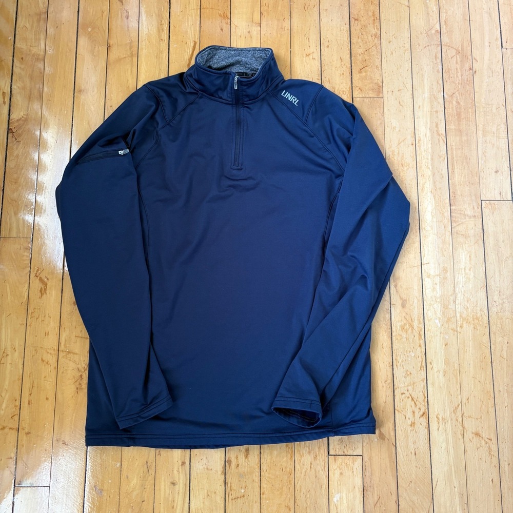 UNRL Elite Pullover Mens Medium Blue 1/4 Zip Golf Performance Barstool Sports